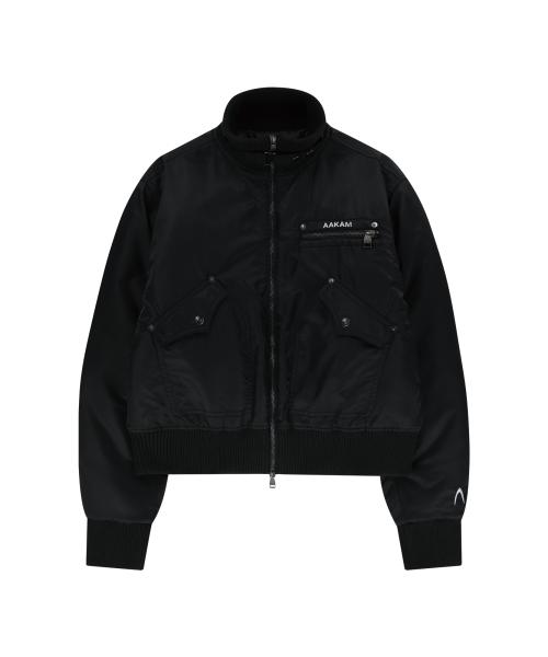 High-Neck Bomber Jacket (Black)