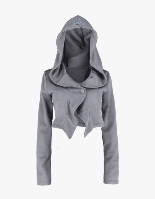 Shiny Stone Hooded Jacket- Grey
