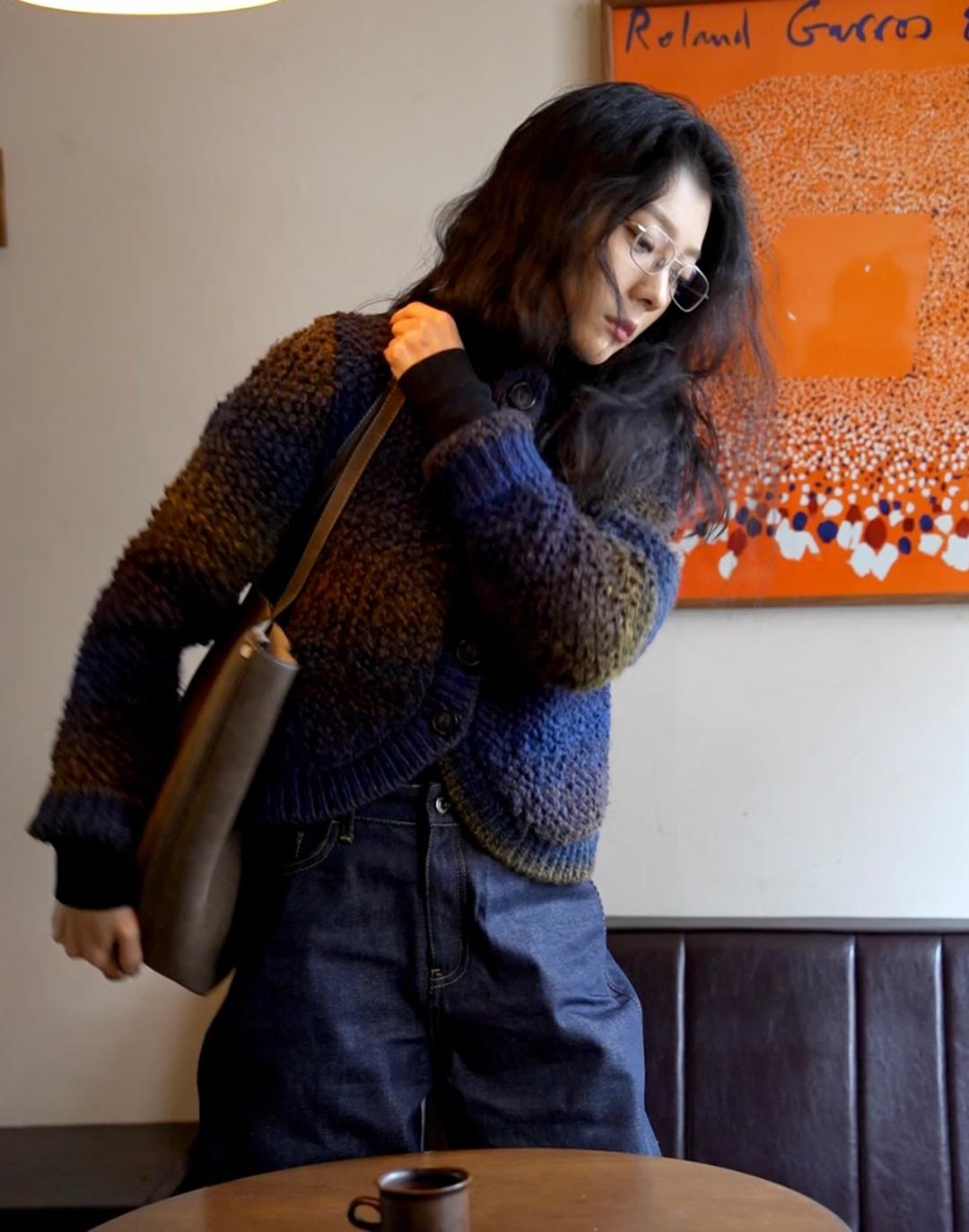 [백화점BEST] 다크블루 그라데이션 긴팔가디건