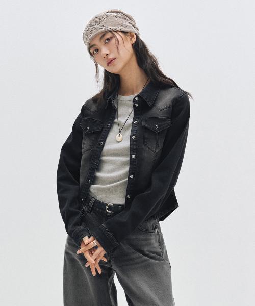 Western Slim Denim Shirts DCWSH003BLACK