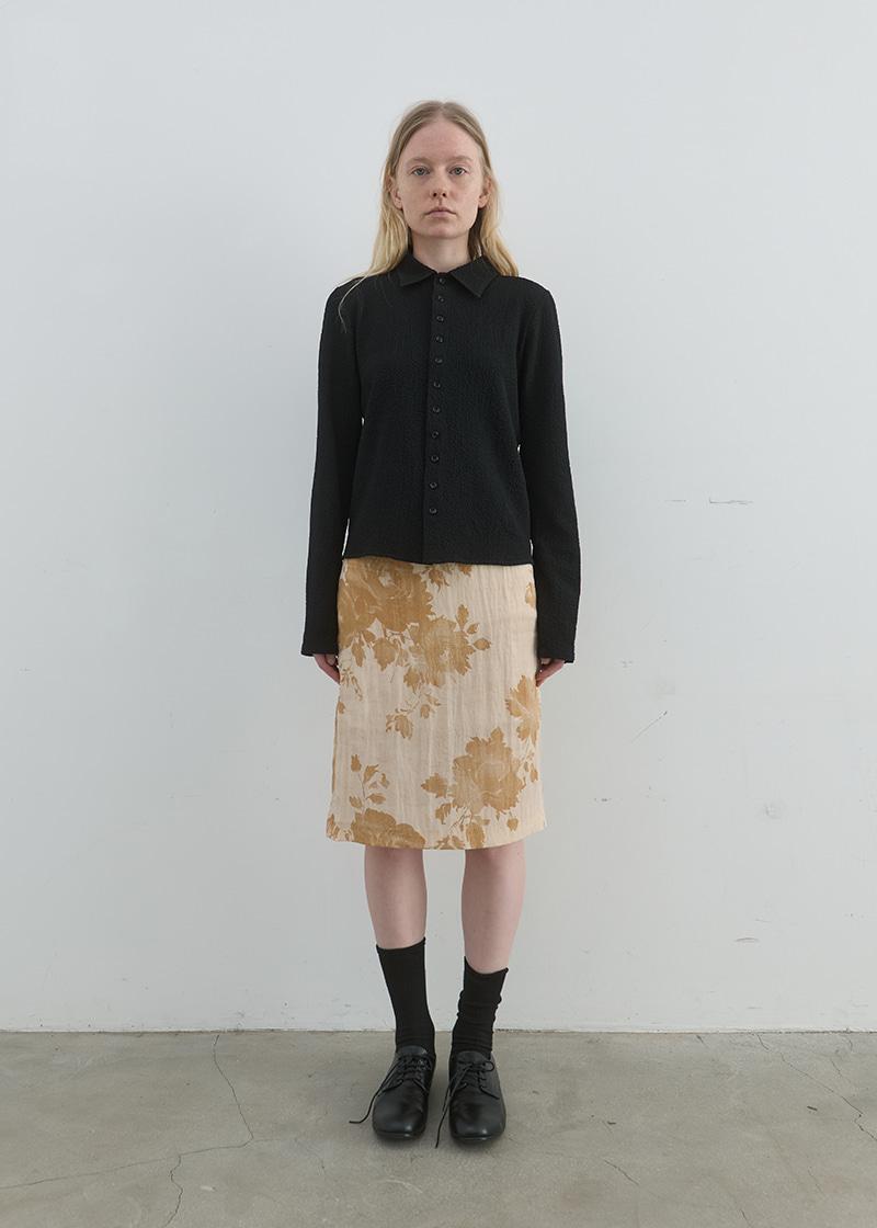 [4/6 예약배송] (EXCLUSIVE) SILKY FLORAL MIDI SKIRT IN SEPIA