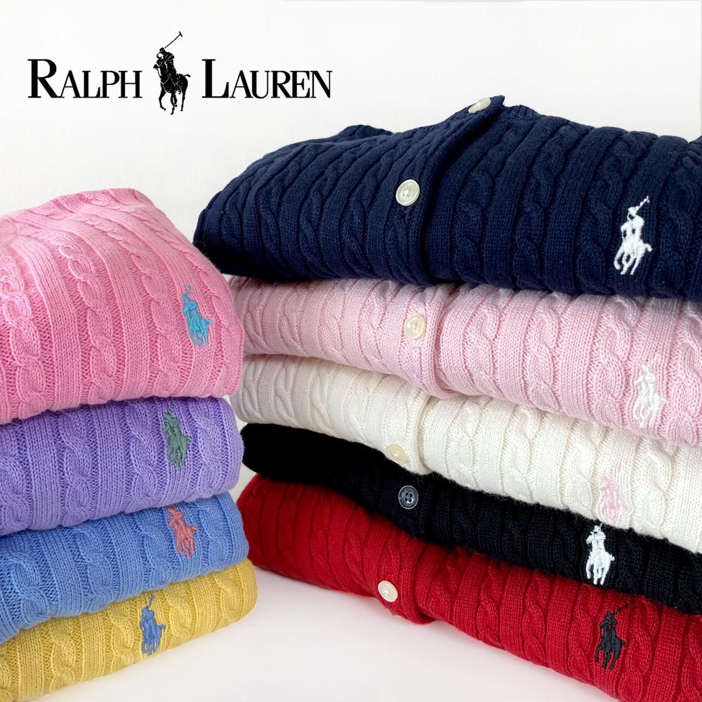 [국내 당일 발송] 폴로 랄프로렌 걸즈 케이블 꽈배기 가디건 네이비 핑크 화이트 블랙 메탈릭 L XL