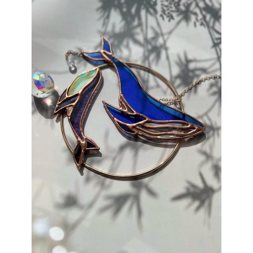 스테인드글라스 엄마고래아기고래 모빌