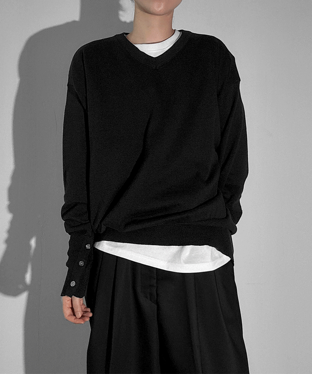 [UNISEX/5%SET할인] 로니 버튼 브이넥 니트 (3 Color)