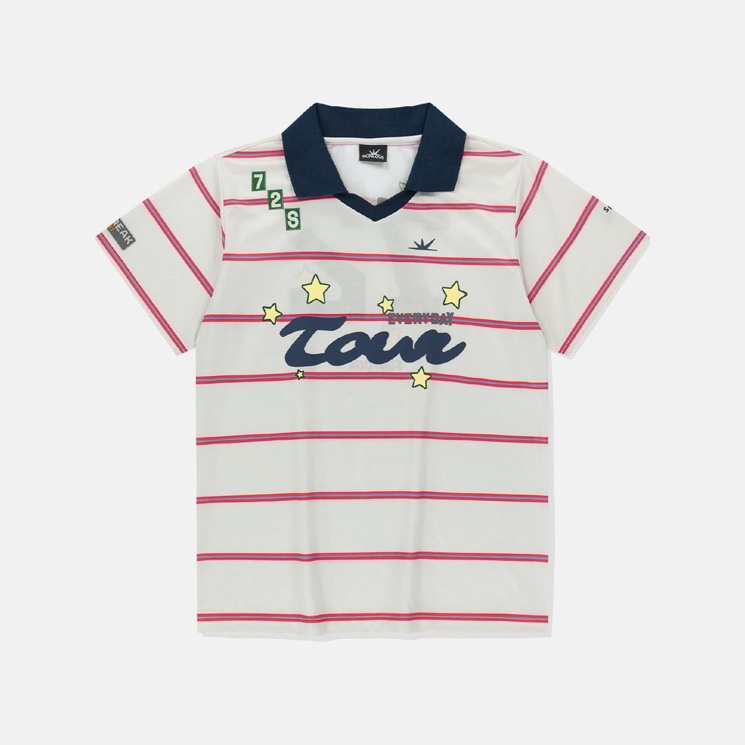 Striped Tour Golf Jersey Ivory