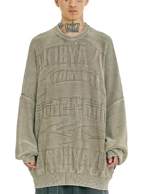 [PBA] Five AJO Logos Washed Sweater [KHAKI]
