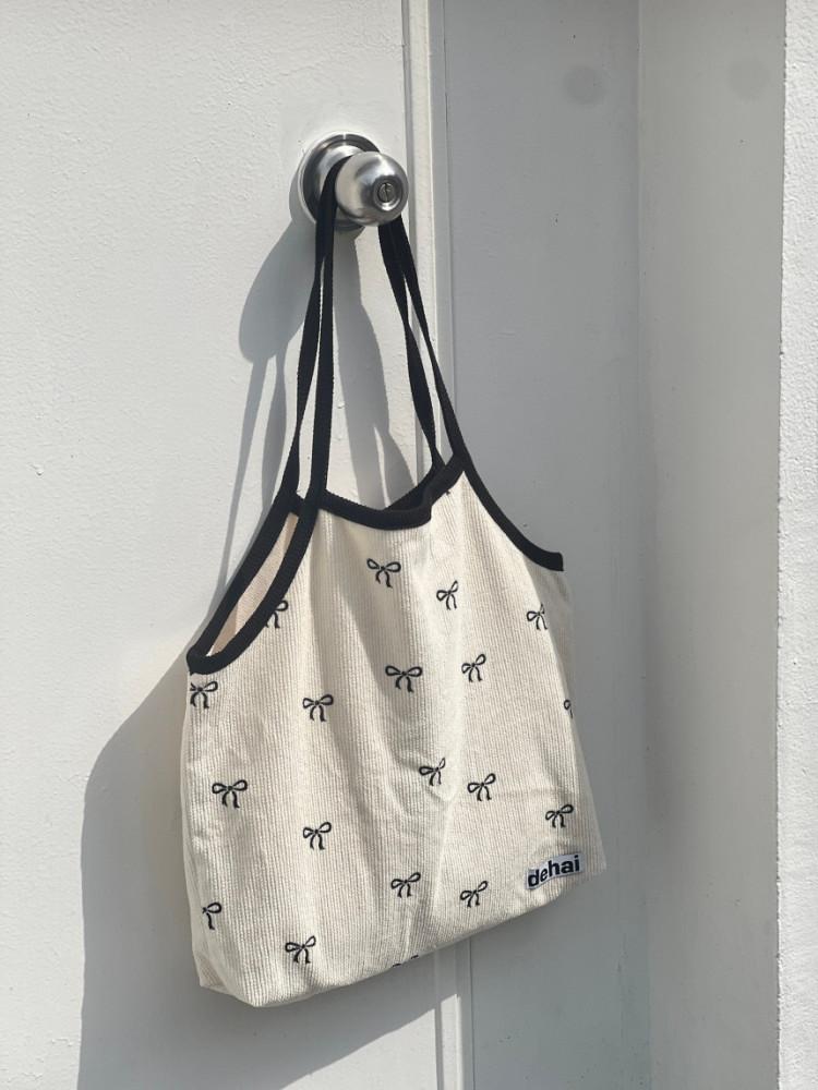 골지 코듀로이 리본 가벼운 아이패드가방 숄더백 빅백 보부상가방