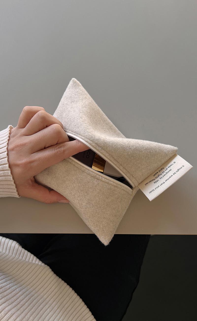 베이지그레이 라지_Veda Romantic Pouch beige gray