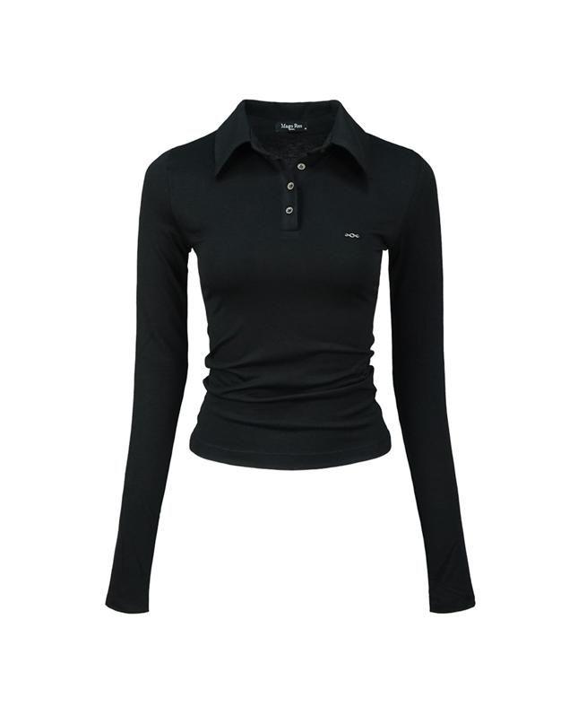 [MAGOREN SEOUL] Metal triclipse polo long sleeve black