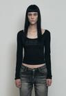 PALE PRINETED LONG SLEEVE, BLACK