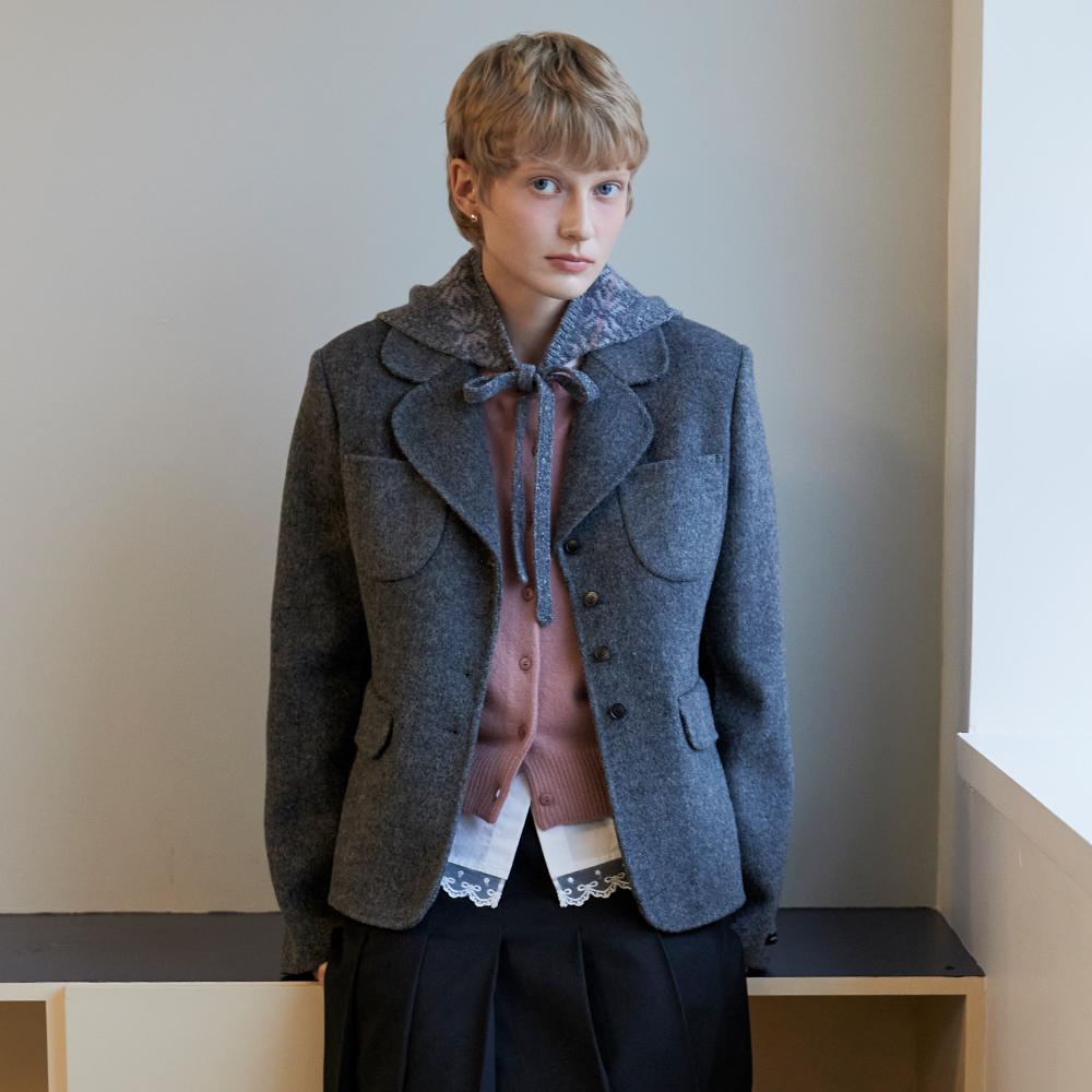 HANDMADE HERRINGBONE WOOL JACKET_DARK GREY