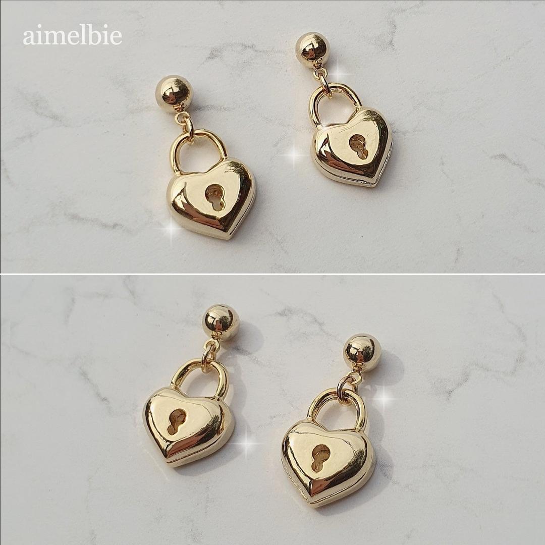 Gold Heart Lock Earrings (Ive Yujin, Ive Rei, Billlie Sheon Earrings)