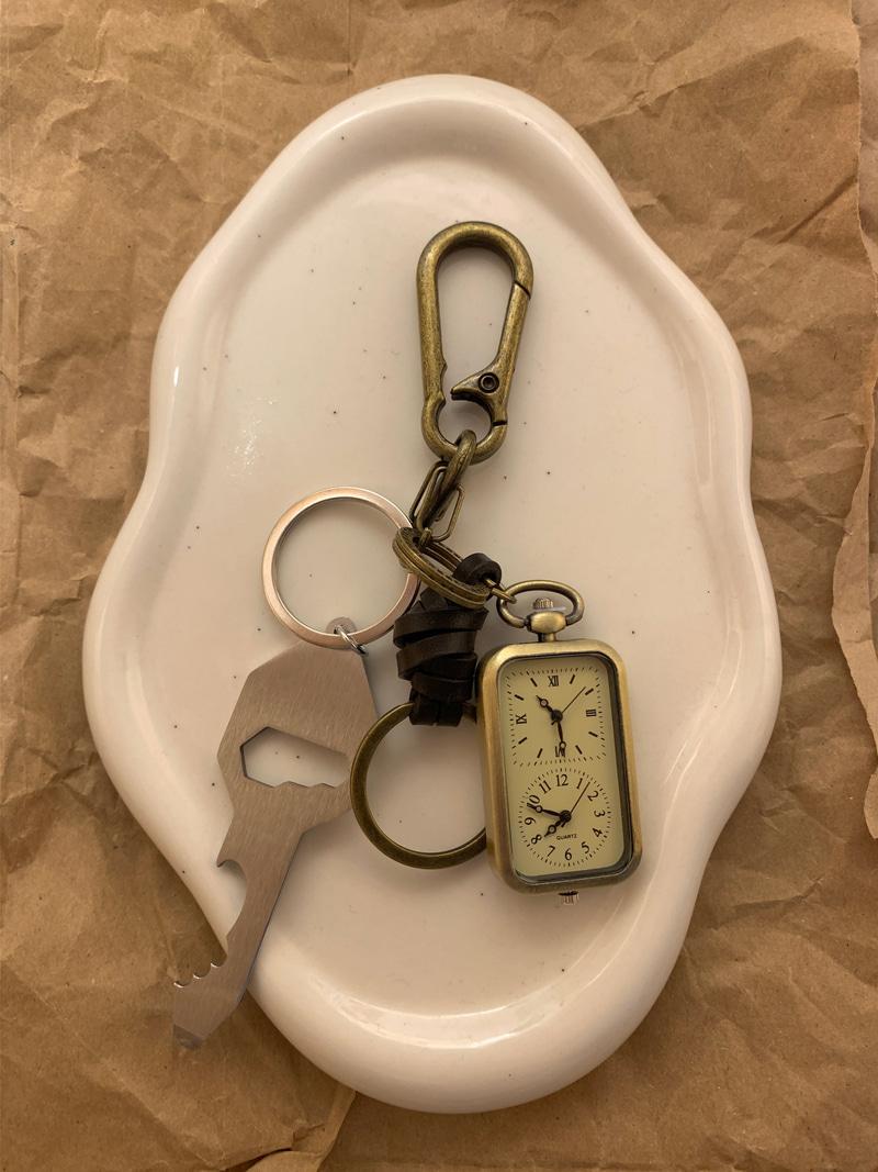 Antique key & clock keyring