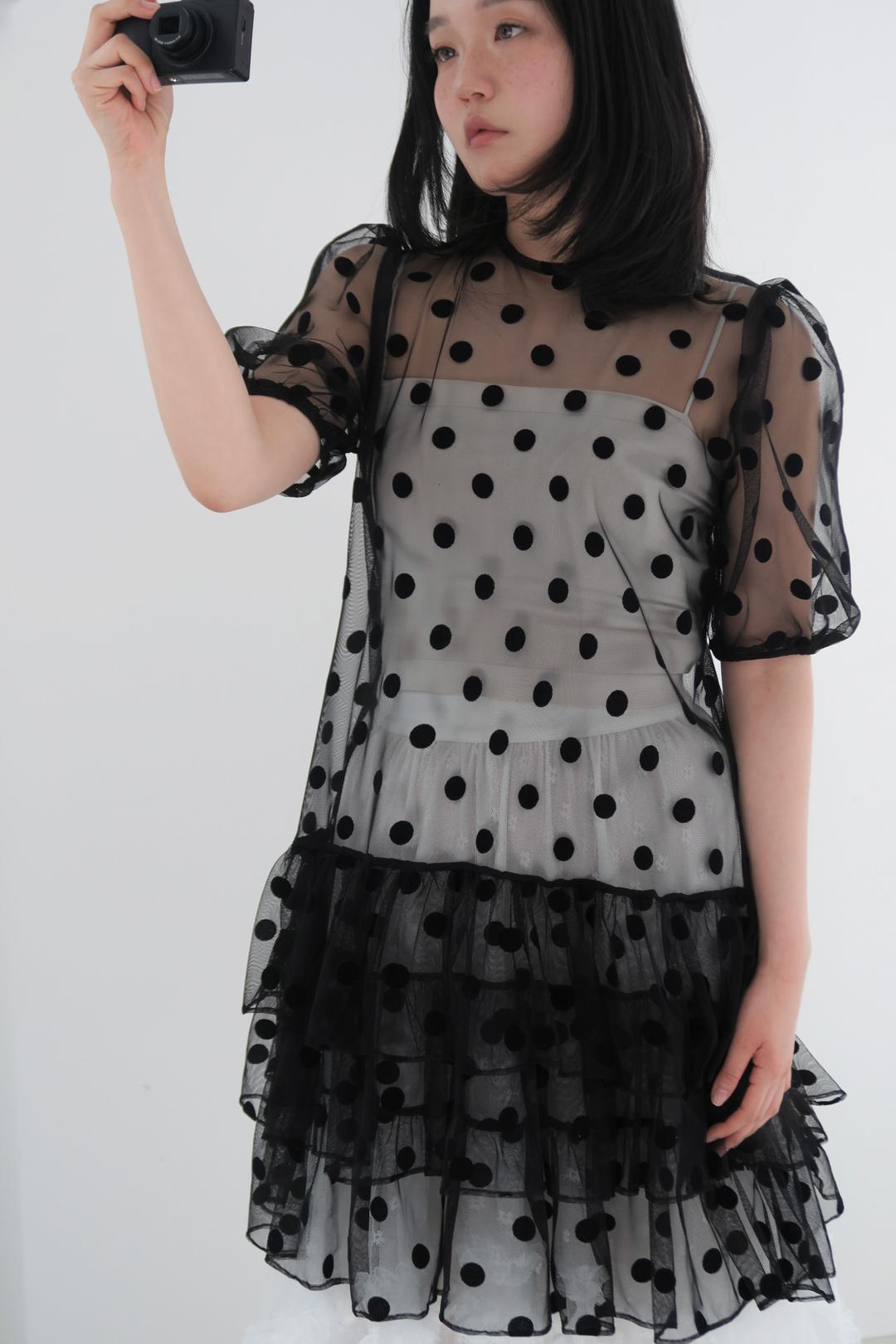 Rivo dot sha frill dress