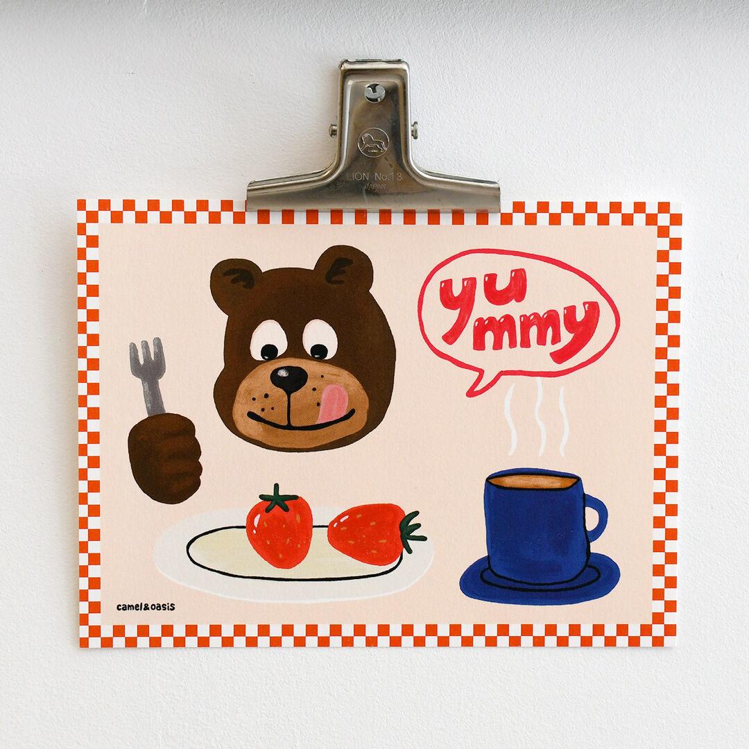 Yummy 딸기 핫초코 디저트 테디 곰 엽서