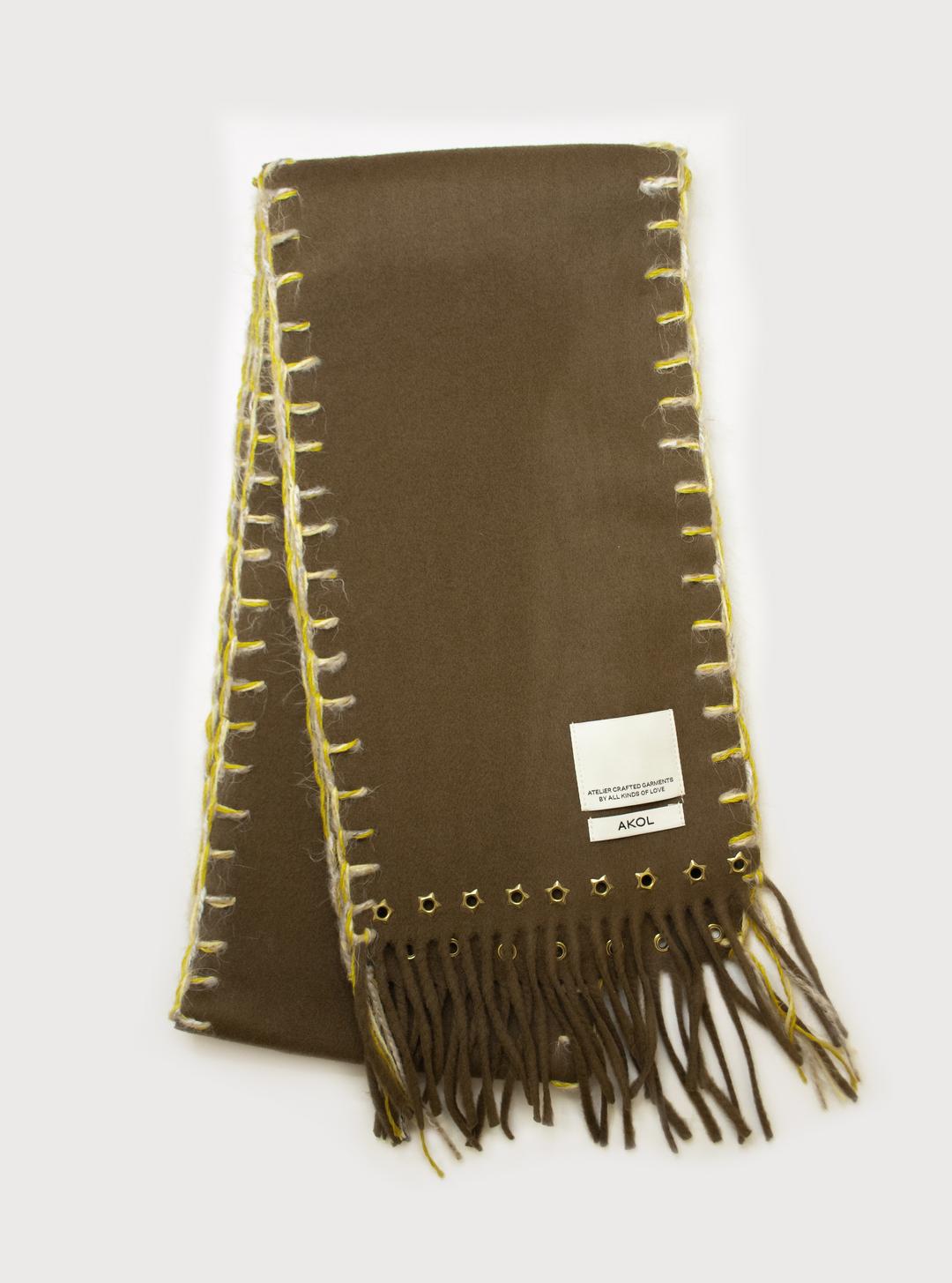 Star Stud Hand Embroidered Muffler - tan