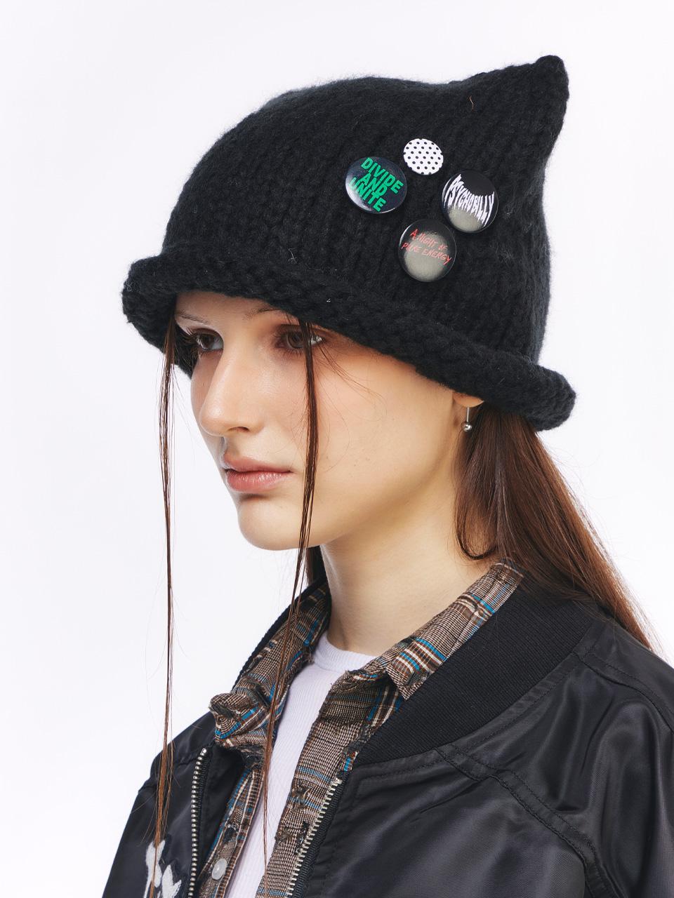 Cat Beanie Black