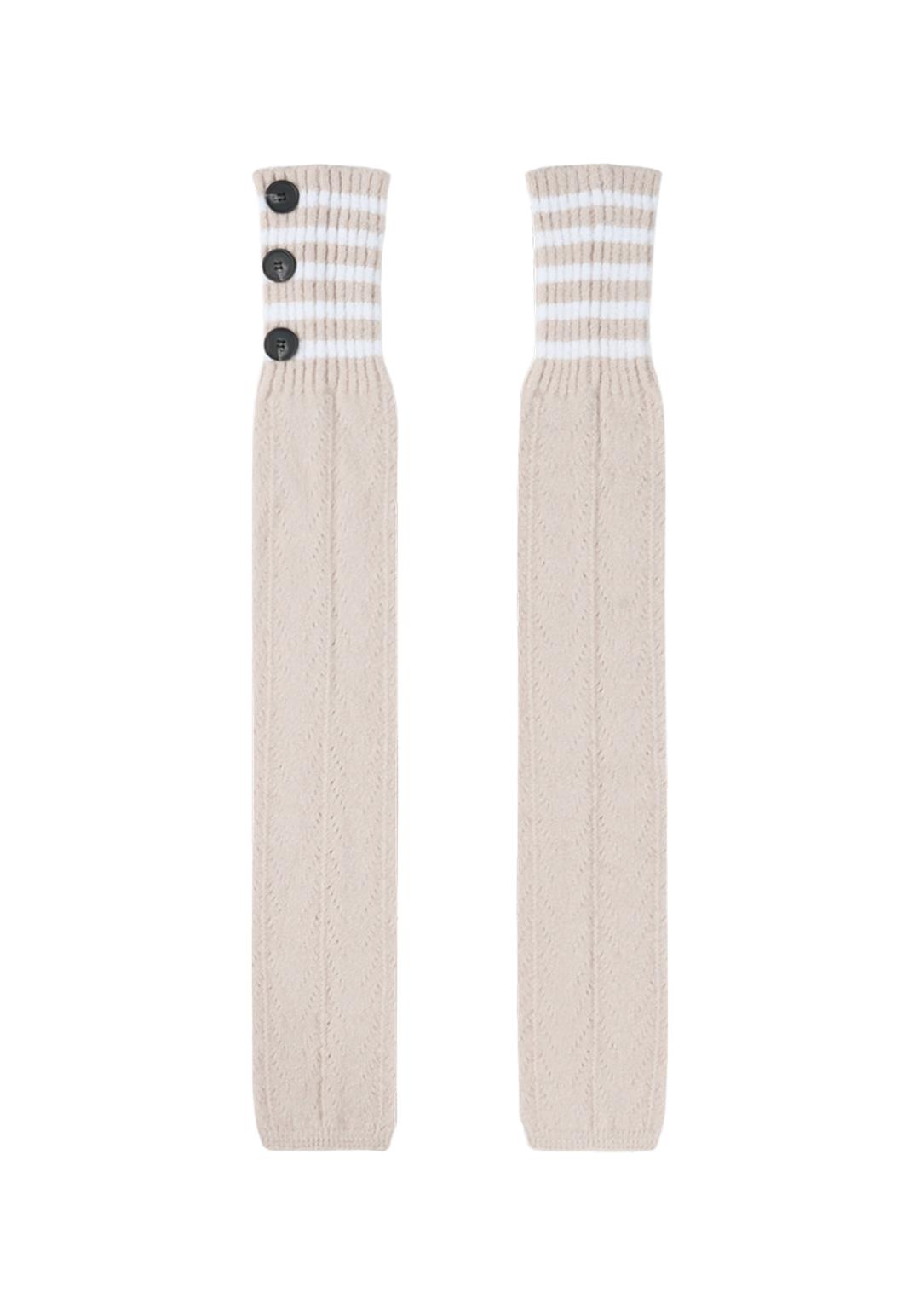 One-Side Button Leg Warmers [Oatmeal]