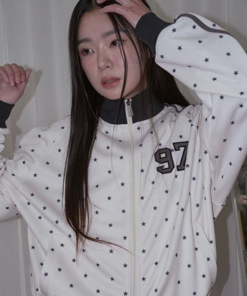 STAR 97 LOGO JERSEY TRACK JACKET IVORY