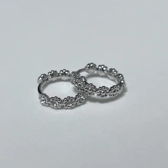 플라워 큐빅 링 귀걸이