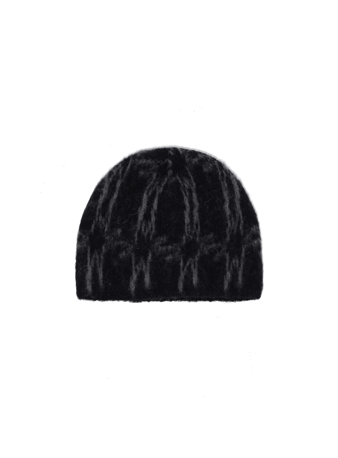 STAR CHECKED ANGORA BEANIE BLACK