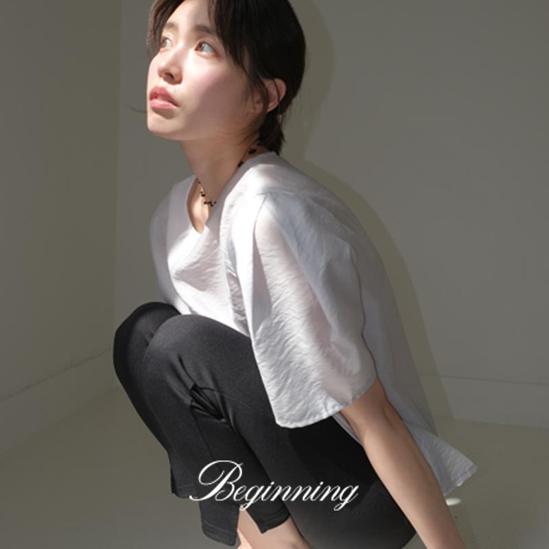 프롬비기닝 [MADE]오간자 시스루 하프 블라우스 (2color) (하객룩 블라우스 반팔블라우스 여름하객룩 여름블라우스 출근룩 하객 여름 하객룩블라우스 썸머)
