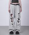 트리밍버드(TREEMINGBIRD)  Scratch Damage Wide Sweat Pants [ Melange Gray ] - 사이즈 & 후기 | 무신사