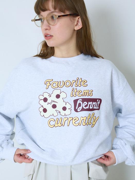 Flower Graphic Sweatshirt (Melange Gray)