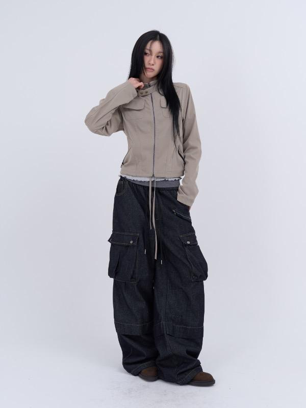 로웨어 stand collar pocket jacket