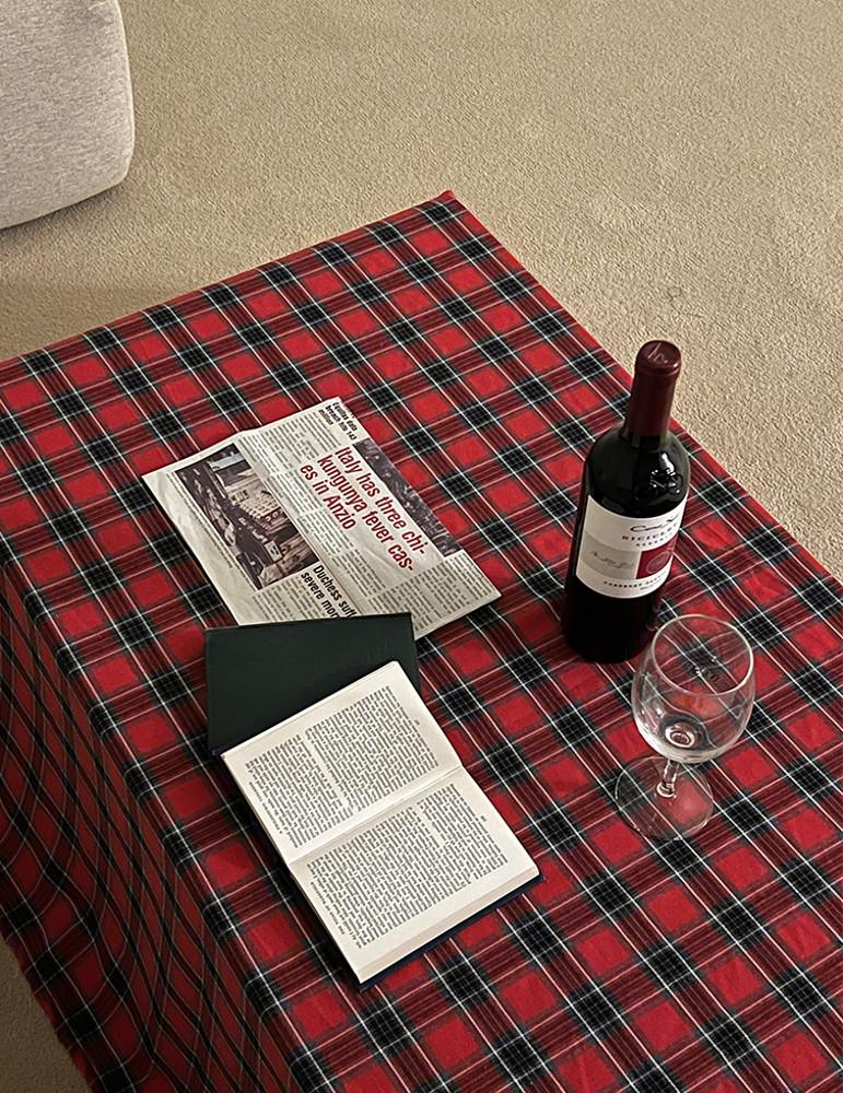 [리핏제작]빈티지 레드 식탁보 크리스마스 연말 파티 홈파티 4인 가리개 커튼