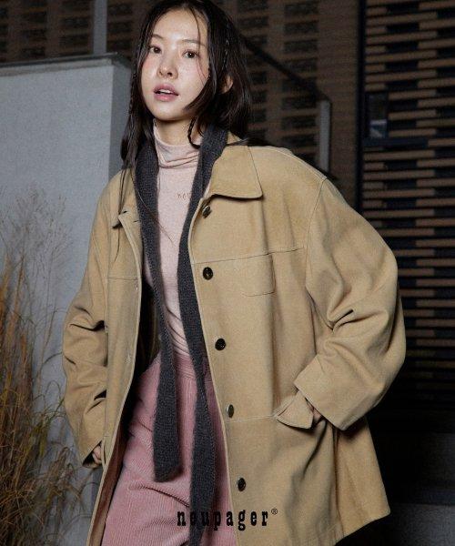 suede half coat - l/beige