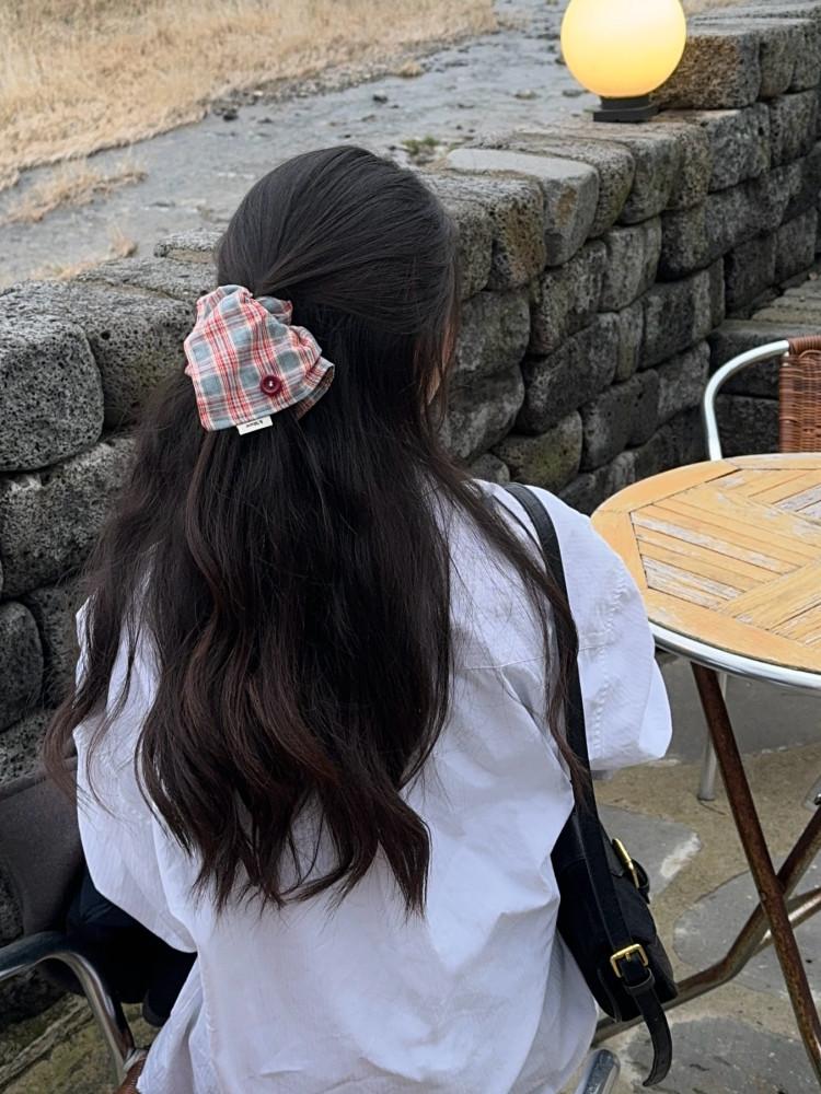 빈티지 스퀘어 스크런치 사각 곱창머리끈 : 하이뮤즈 himuse