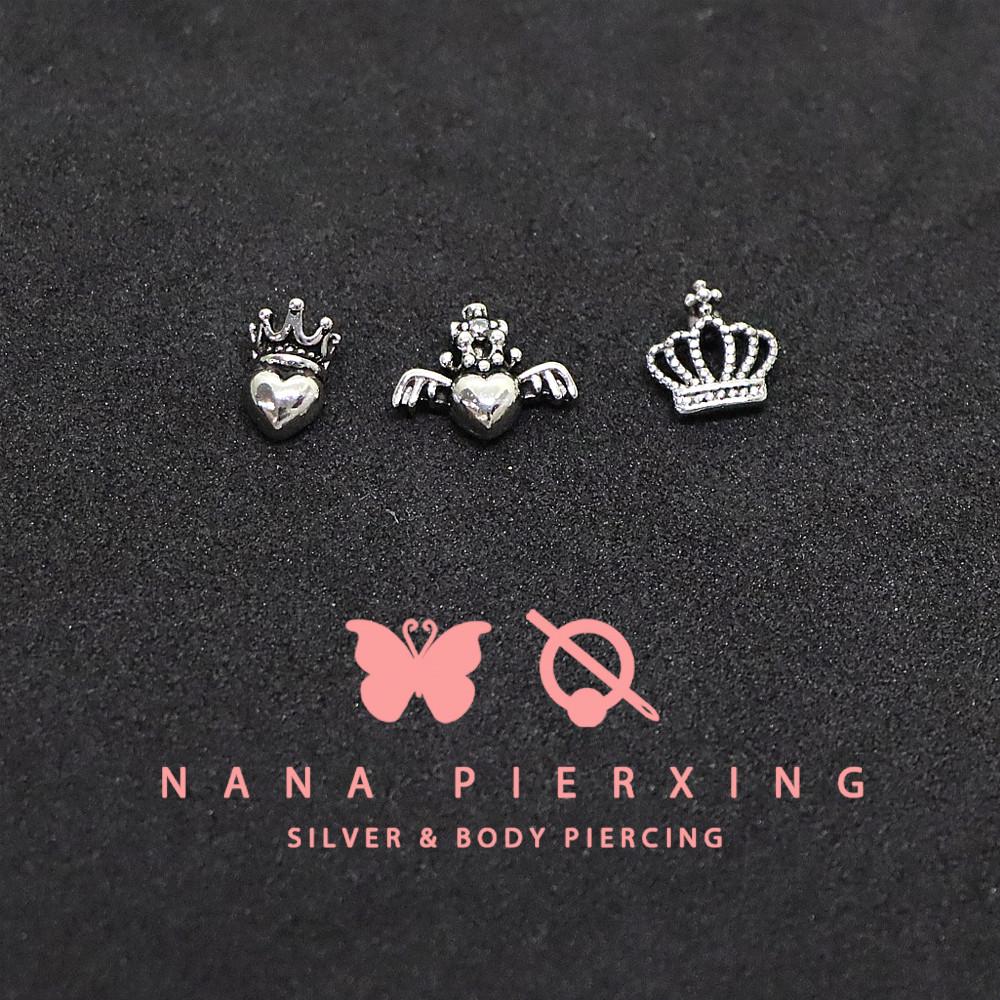 하트 & 크라운  3종 엔틱 피어싱, 귀걸이