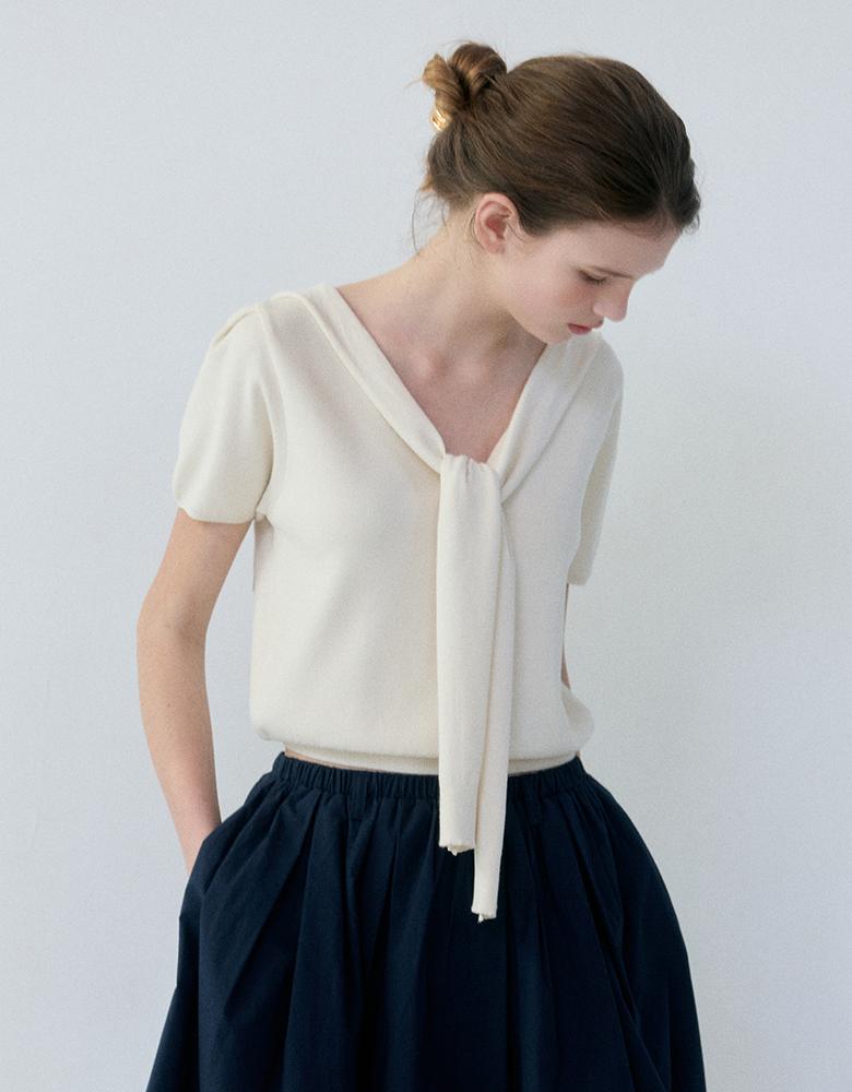 Layered Half Sleeve Knit (Ivory)