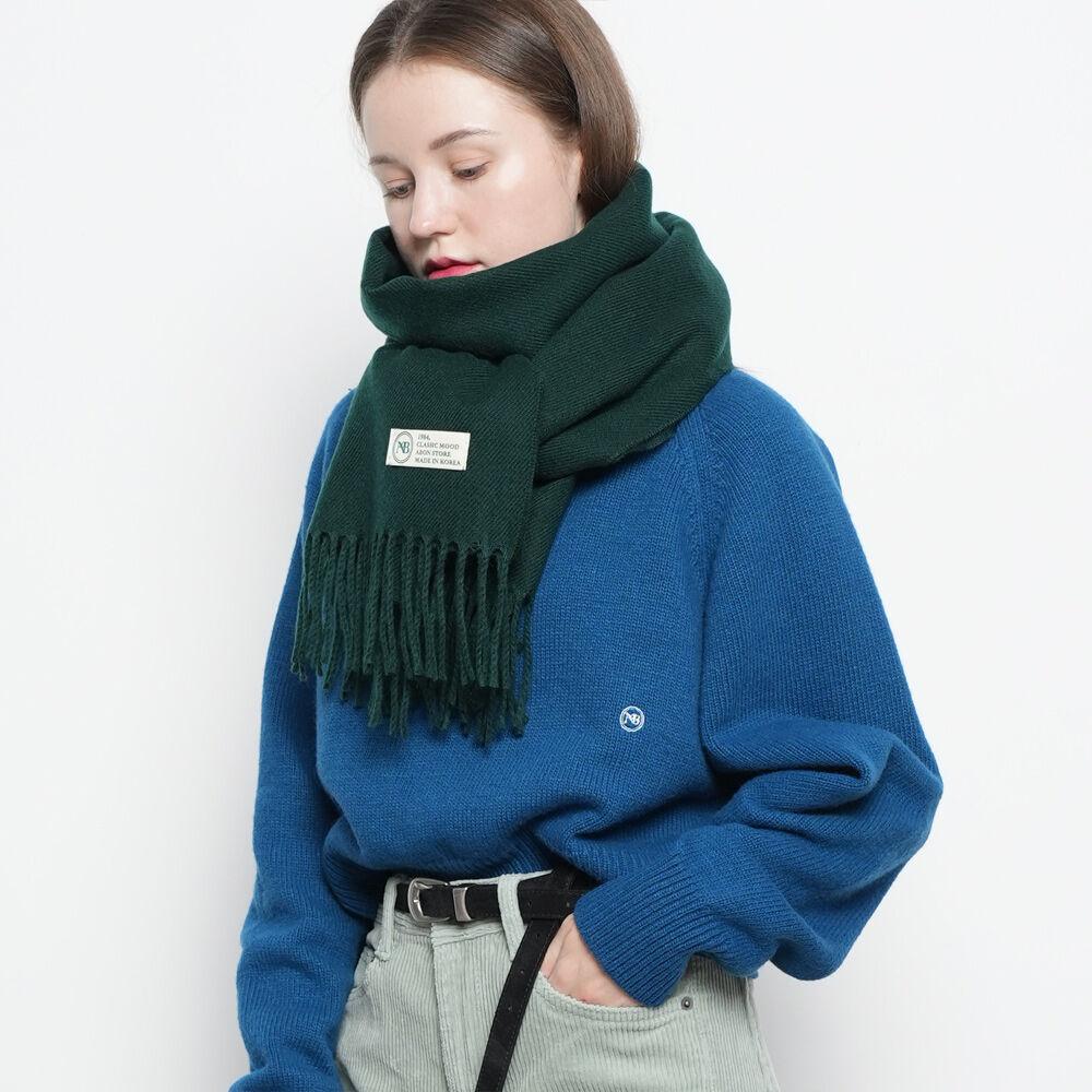 유니섹스 클래식 솔리드 머플러 그린