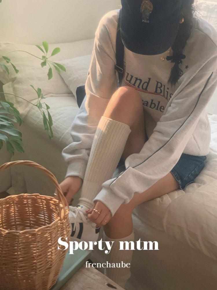 스포티 봄 레터링 자수 루즈핏 맨투맨(2color)