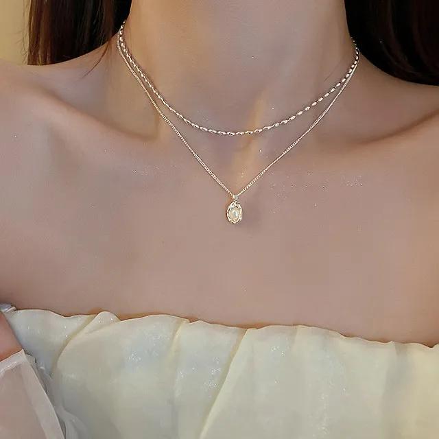 [🚀당일출고] 써지컬 2세트💕 진주 목걸이 변색X 2컬러 레이어드