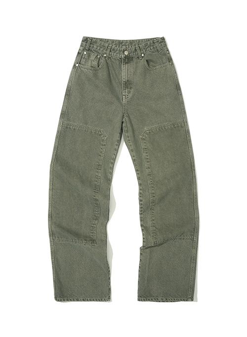 [WOMEN] DOUBLE KNEE JEANS_KHAKI GREEN