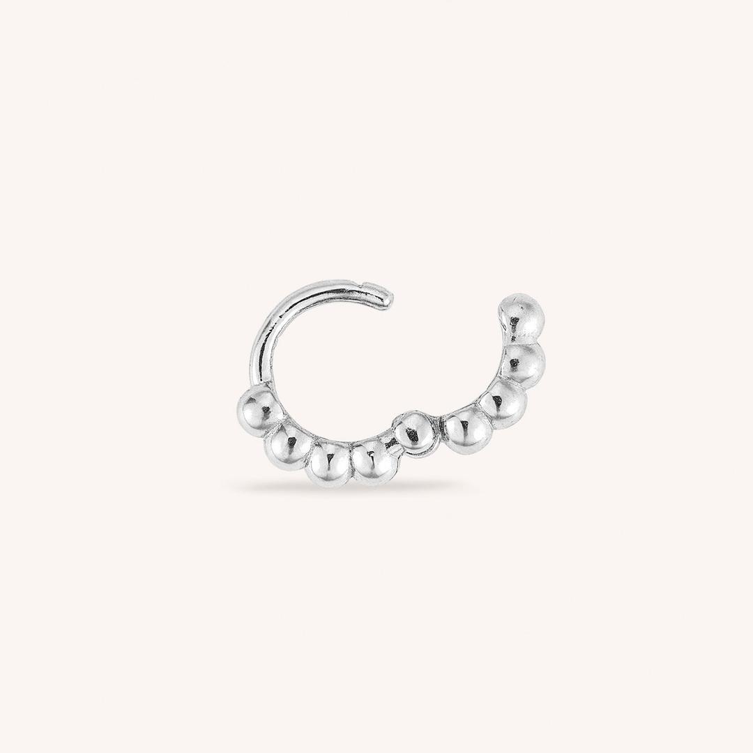 14K Solid Gold Bubble Tiny Hoop Earring - White Gold