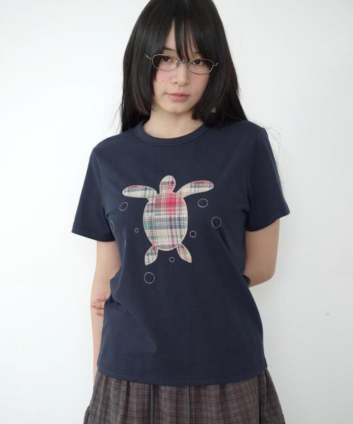 터틀 로고 슬림핏 티셔츠 [네이비]