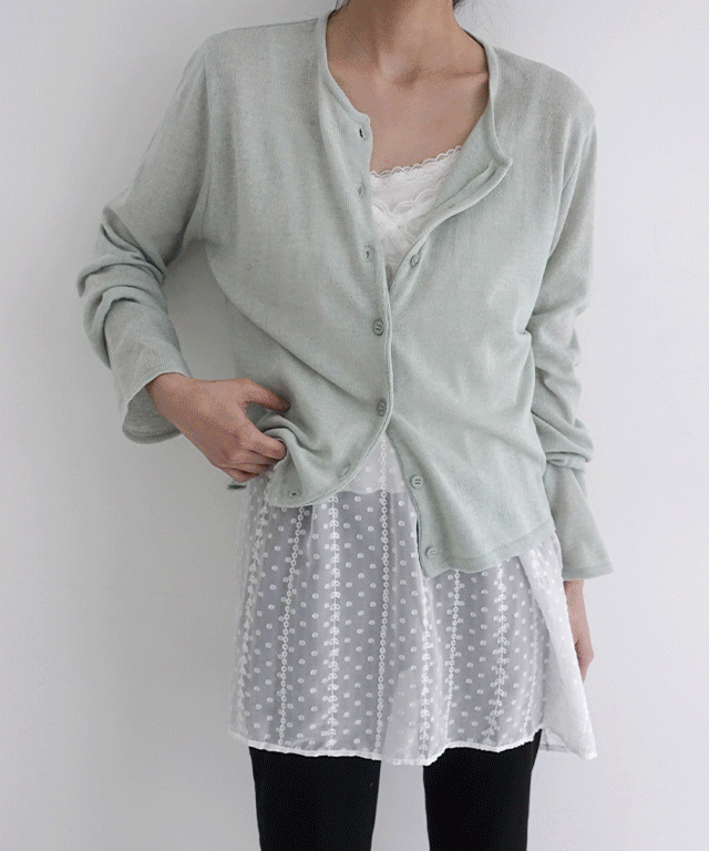 데일리쥬 파운드 린넨 베이직 라운드 니트 가디건