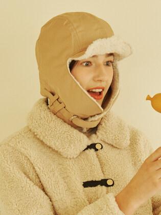 [unisex]F/W REVERSIBLE SATIN TROOPER HAT BEIGE/IVORY
