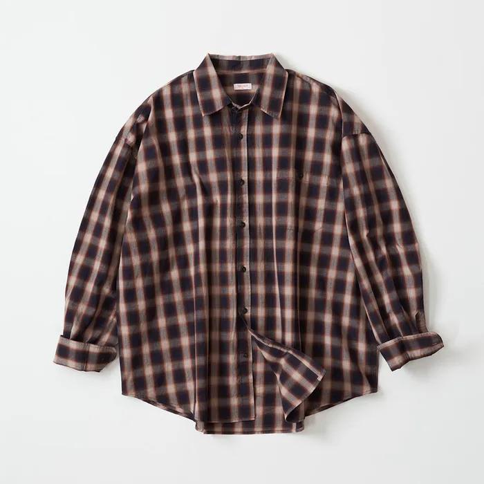 자이언트핏 옴브레 체크셔츠 (빈티지네이비)