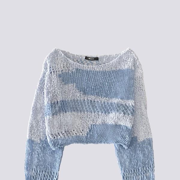 [DIAGONAL- exclusive]LOOSE CROP KNIT(Blue)_6월말 출고
