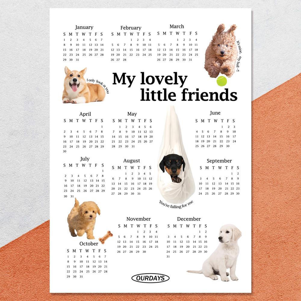 아우어데이즈 2023년 내친구 강아지 캘린더 포스터 강아지달력 한장 1장 달력 2022 2023