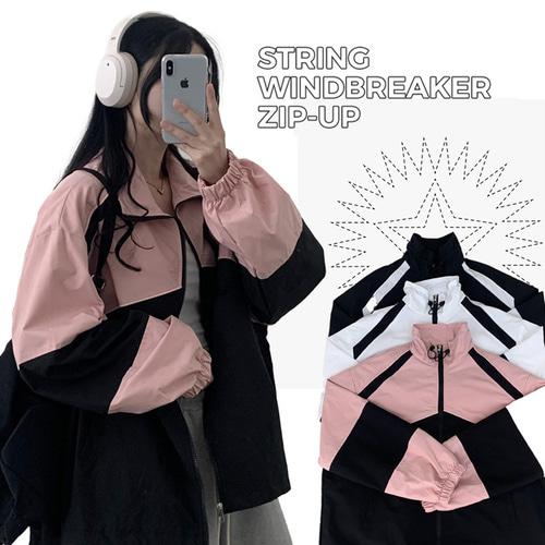 바야 오버핏 배색 스트링 바람막이 집업 (3color) [fw신상/y2k/바스락/커플집업]