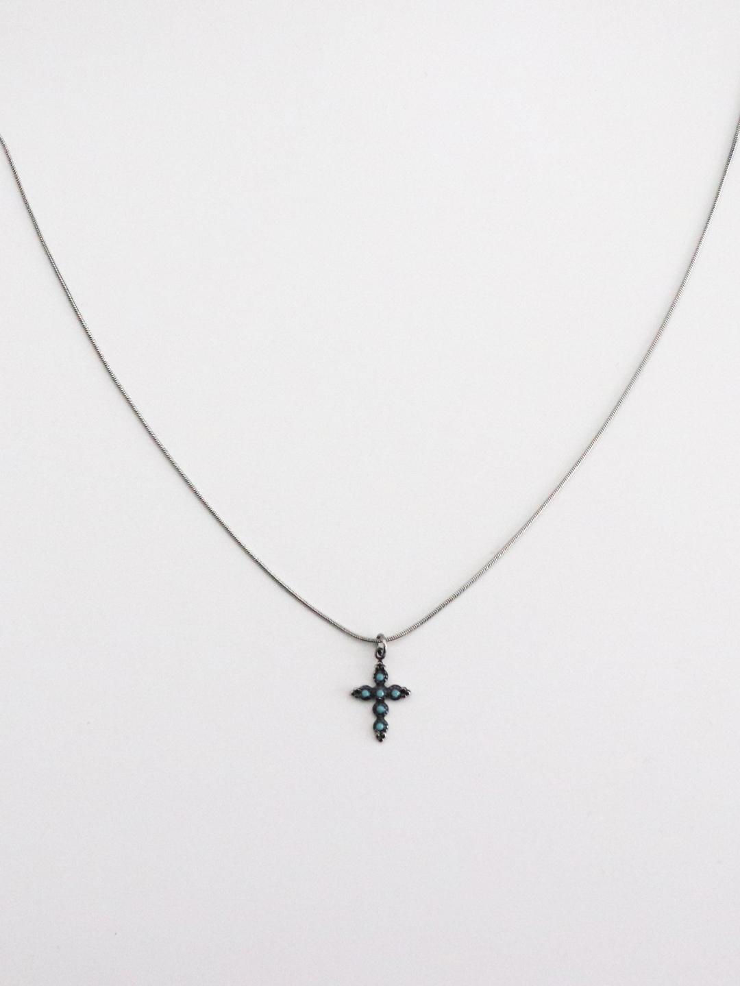 CROSS PENDANT NECKLACE (GEMSTONE)