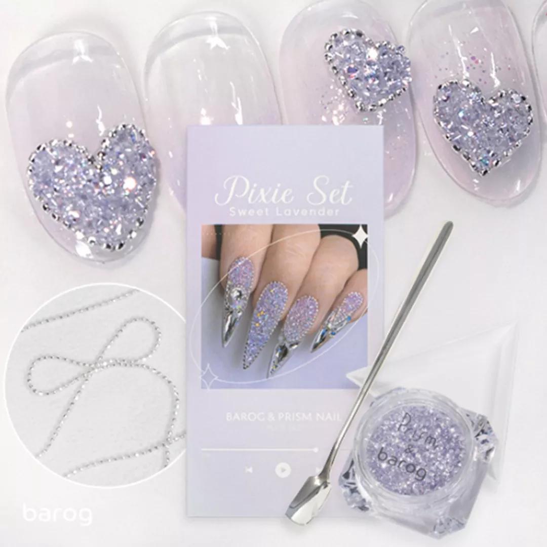 [더네일샵] 바로그 픽시스톤 세트 지르콘픽시 스위트라벤더 10g 네일픽시세트 {볼참체인 50cm/10g}