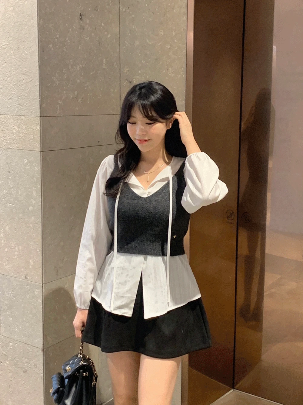 [하트심볼포인트] 허그 리본 니트 뷔스티에 (3colors)