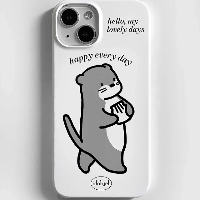 수달 조개 일러스트 z플립5 카드수납 하드 범퍼케이스 미러케이스 유니크그림디자인 젤리하드 네이비 블루 오렌지 아이폰 갤럭시 삼성 노트 제트플립 귀여운 친구생일선물 커플케이스